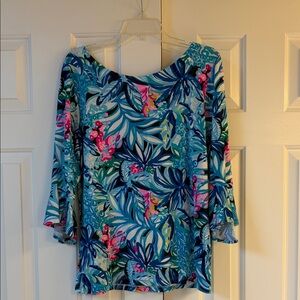 Lilly Pulitzer Tropical Blue and Pink Blouse